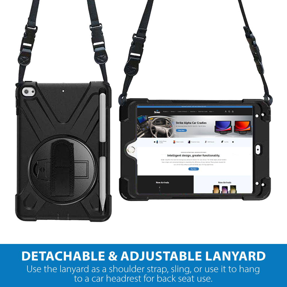 Strike Rugged Case with Hand Strap and Lanyard for Apple iPad Mini 4 & 5