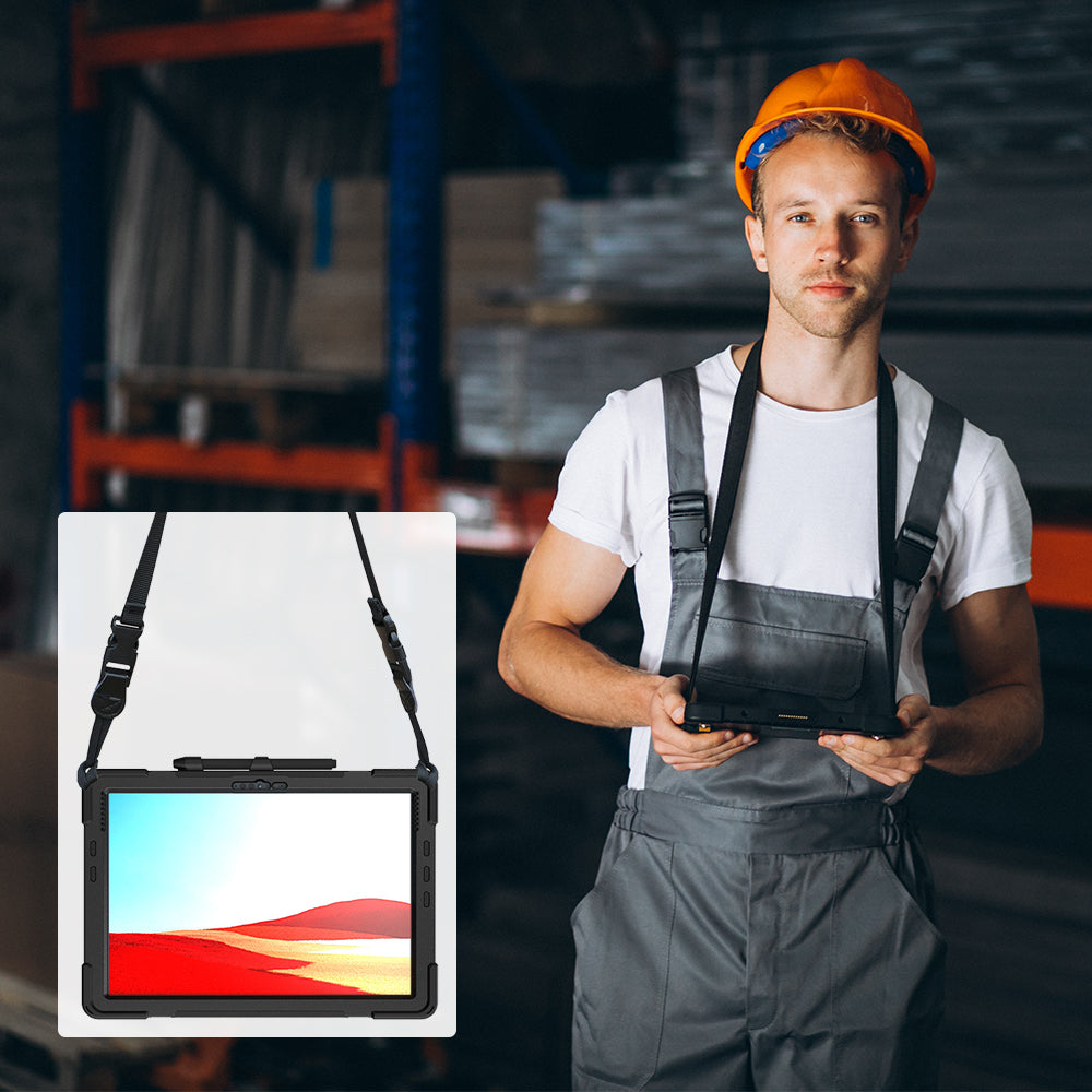 Strike Rugged Case with Hand Strap and Lanyard for Microsoft Surface Pro X