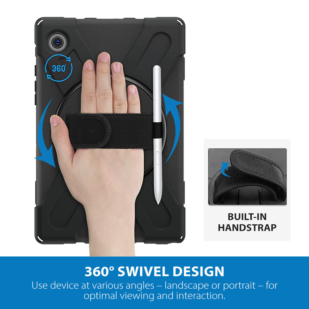 Strike Rugged Case with Hand Strap and Lanyard for Samsung Galaxy Tab A8 (10.5")