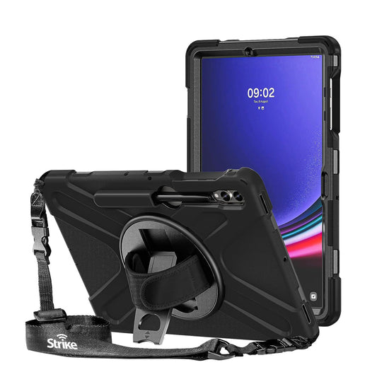 Strike Rugged Case with Hand Strap and Lanyard for Samsung Galaxy Tab S10+/S9 FE+/S9+/S8+/S7FE/S7+