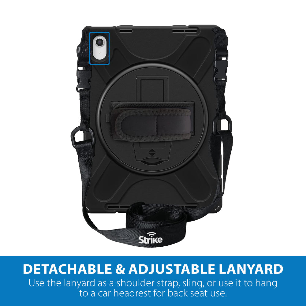 Strike Rugged Case with Hand Strap and Lanyard for Apple iPad (11th/10th Gen)