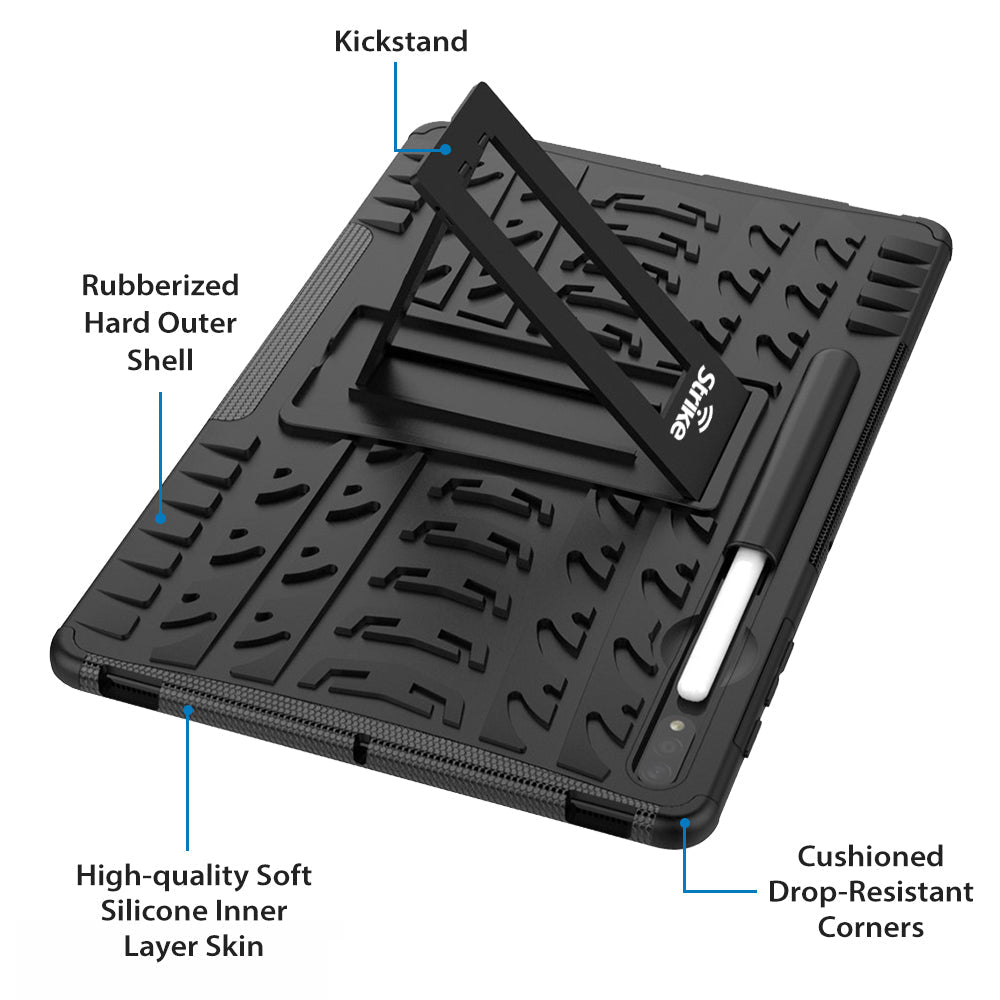 Strike Rugged Case for Samsung Galaxy Tab S7+/S7 FE/S8+ (Black)