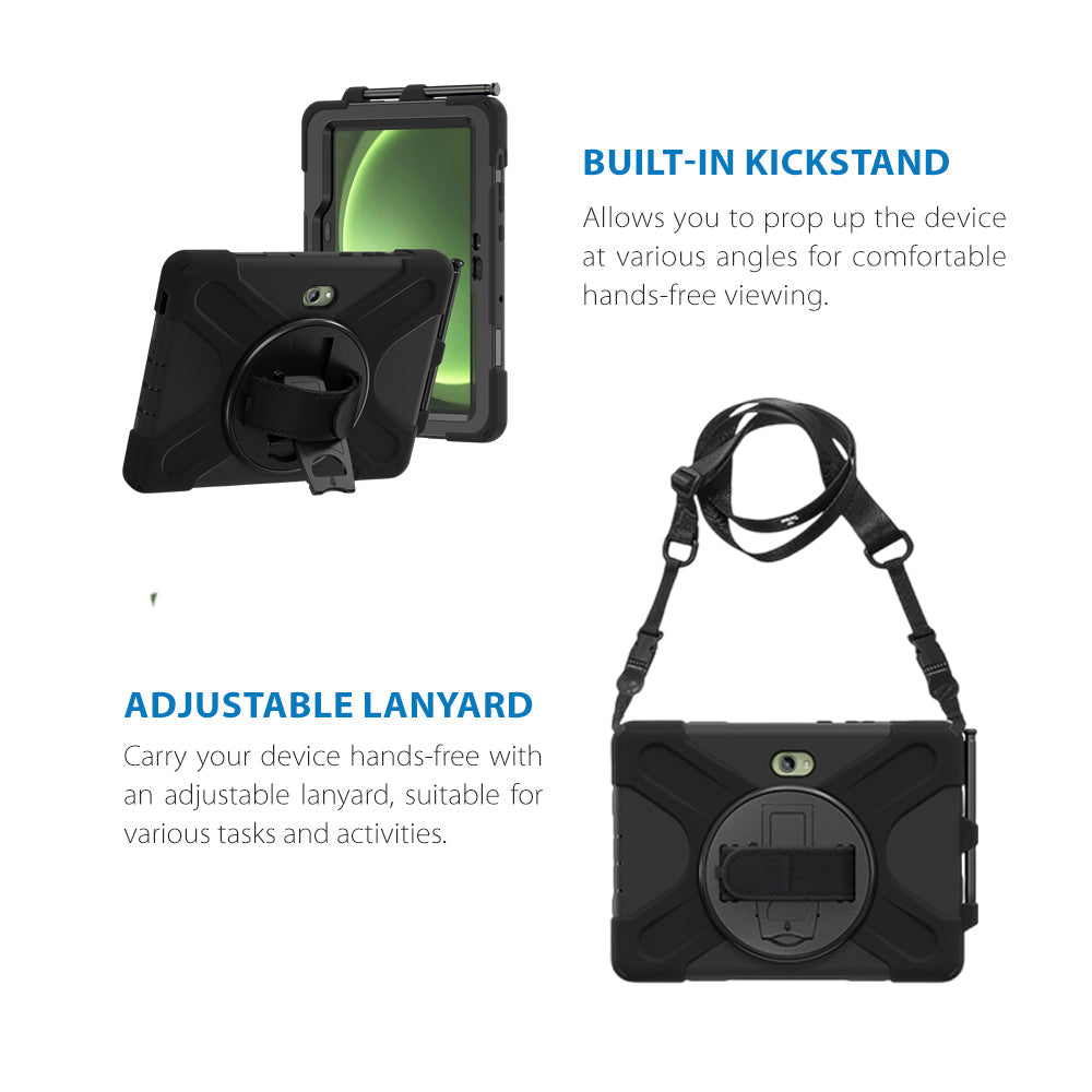 Strike Rugged Case with Hand Strap and Lanyard for Samsung Galaxy Tab Active5 Pro