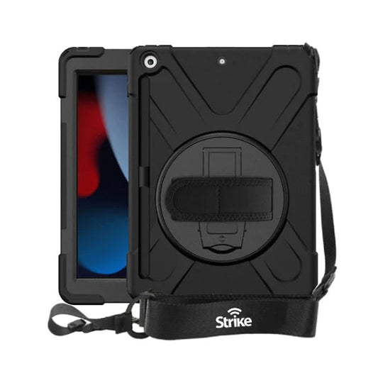 Strike Rugged Case with Hand Strap and Lanyard for Apple iPad 10.2" (7th Gen, 8th Gen, 9th Gen)