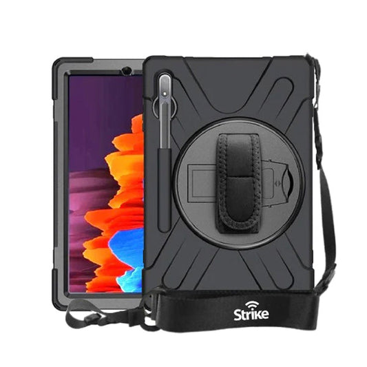 Strike Rugged Tablet Case with Hand Strap and Lanyard for Samsung Galaxy Tab S7+/S7 FE/S8+