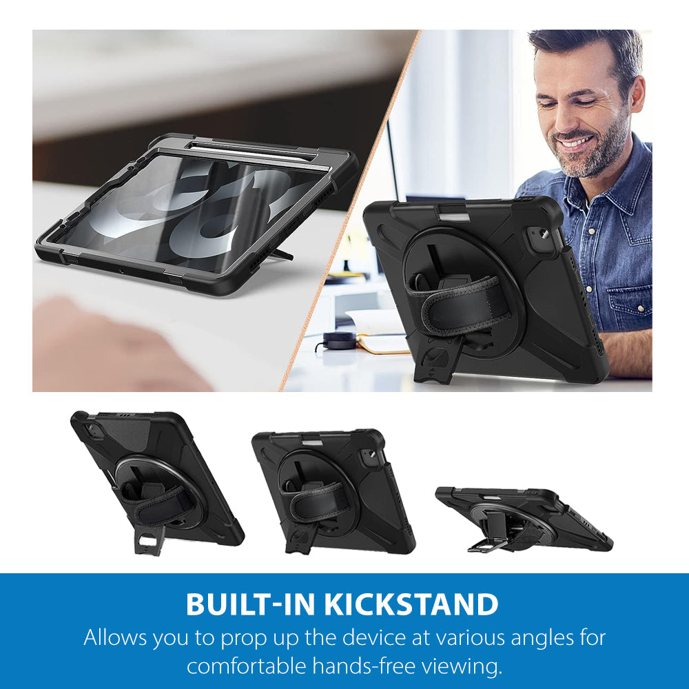 Strike Rugged Case with Hand Strap and Lanyard for Apple iPad Air 4 & Air 5