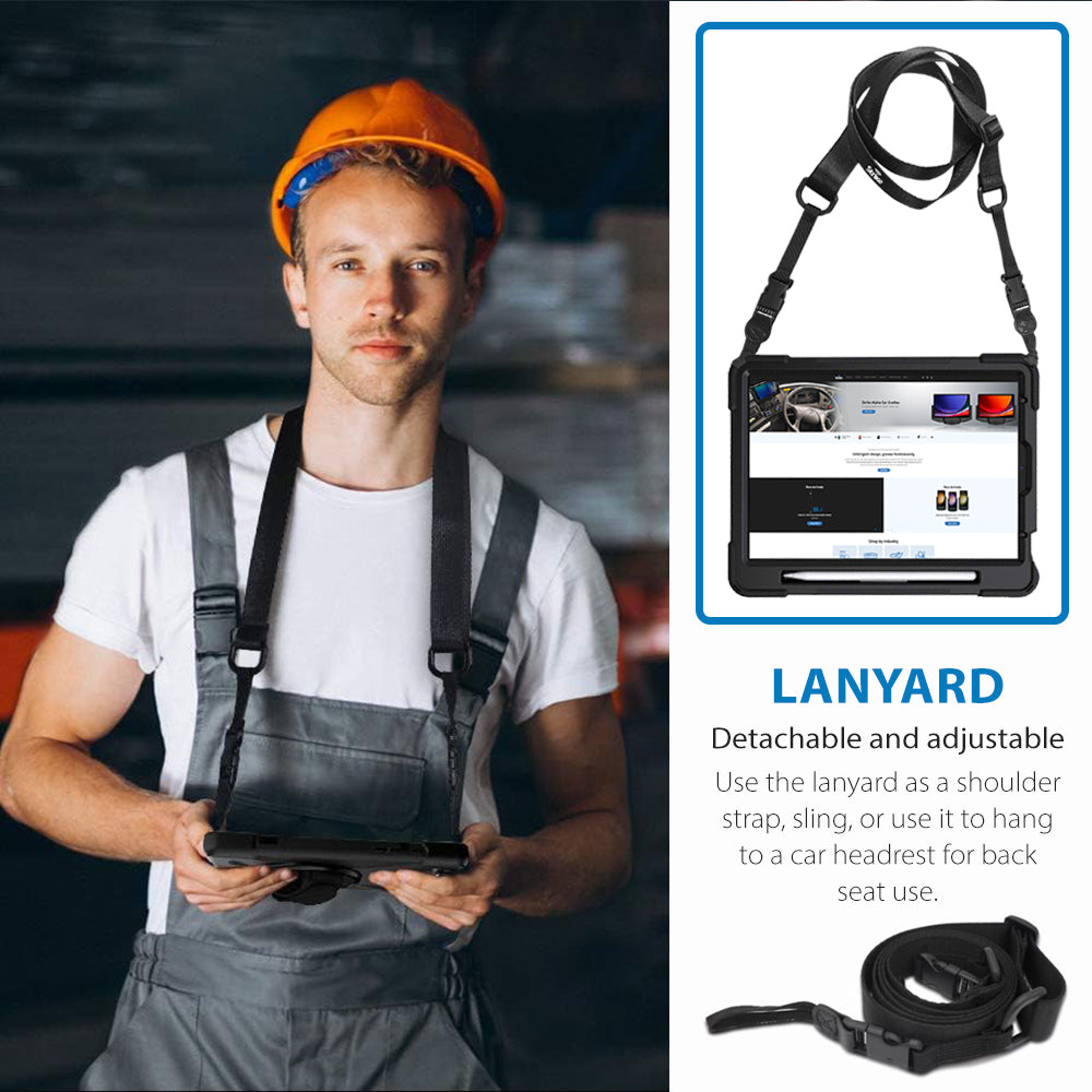 Strike Rugged Case with Hand Strap and Lanyard for Apple iPad Air 4 & Air 5