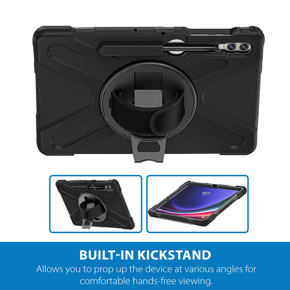 Strike Rugged Case with Hand Strap and Lanyard for Samsung Galaxy Tab S10+/S9 FE+/S9+/S8+/S7FE/S7+